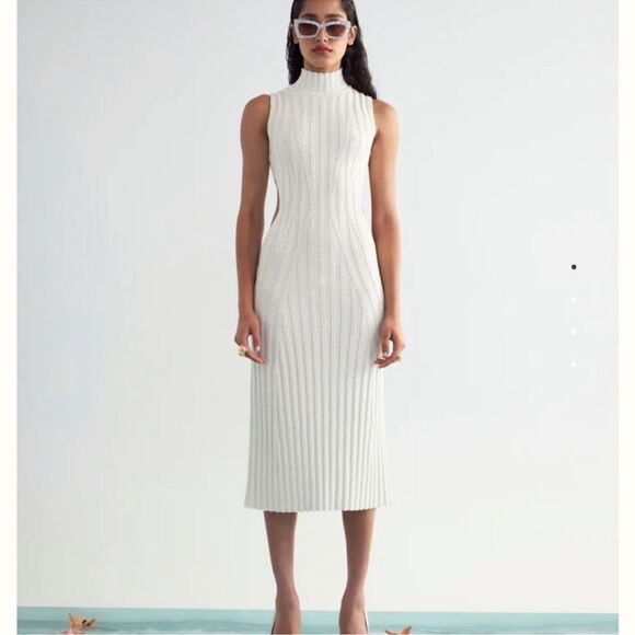 Cult Gaia Leola White Knit Dress - Picture 1 of 9